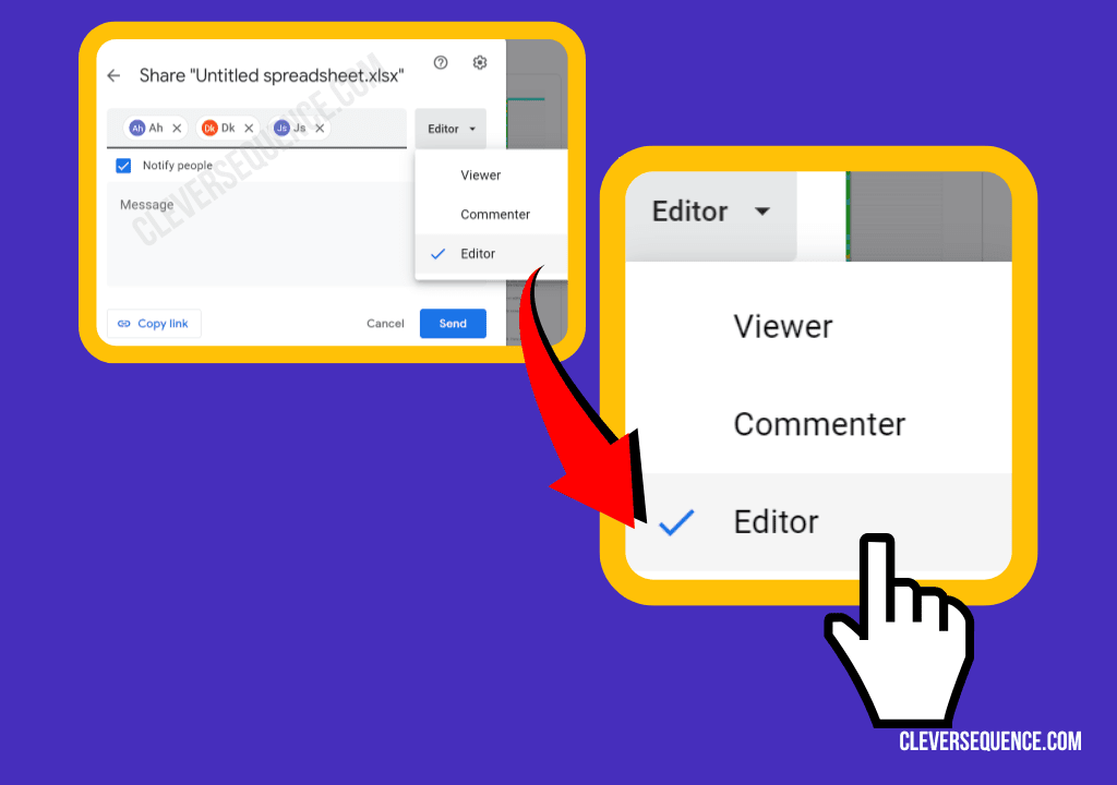 Changing sharing settings how to share Excel file on Google Docs