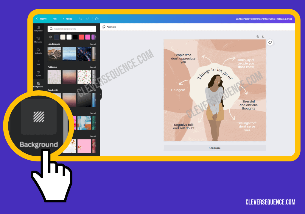 Click on Background on the left side of the screen how to make infographics for Instagram