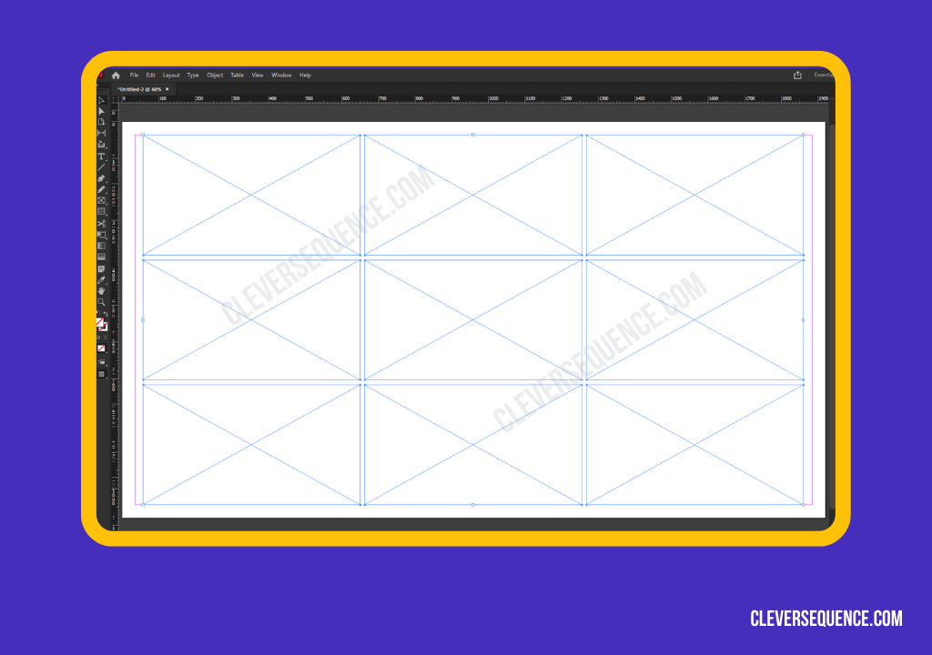 Drag guide lines from the rulers on the top and left of the page how to make a grid in InDesign