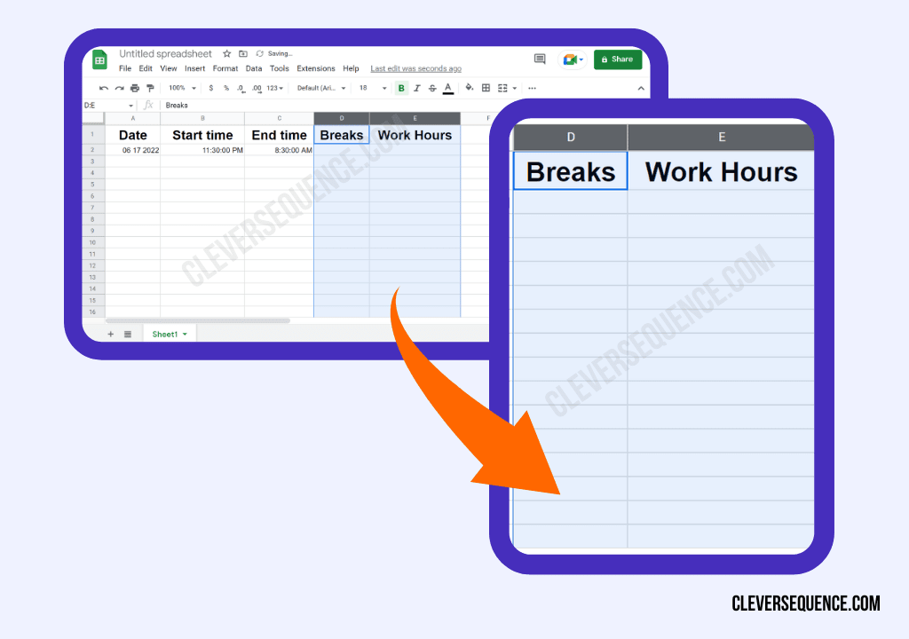 Format the work hours and breaks as Duration monthly timesheet template google sheets