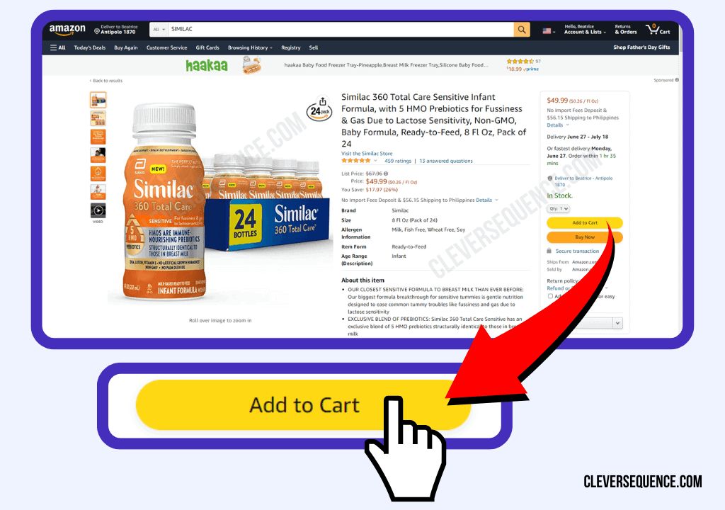 Press Add to Cart on amazon how to use similac coupons on amazon