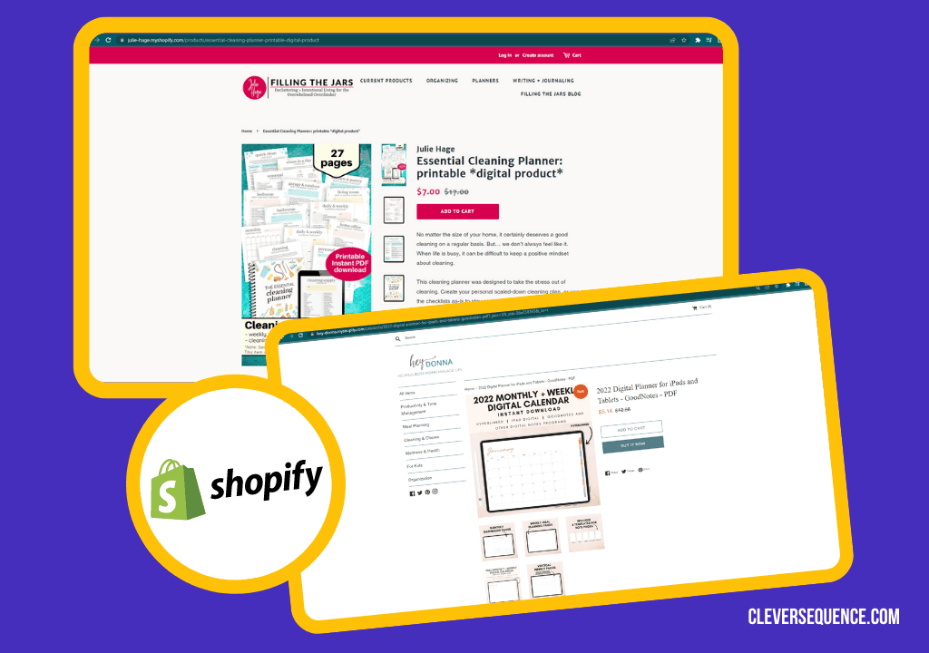 Shopify great way E-commerce site to sell digital planners