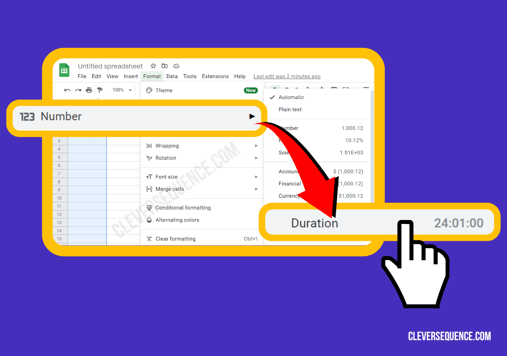 You can also format a cell to show you a duration google sheets time tracking template