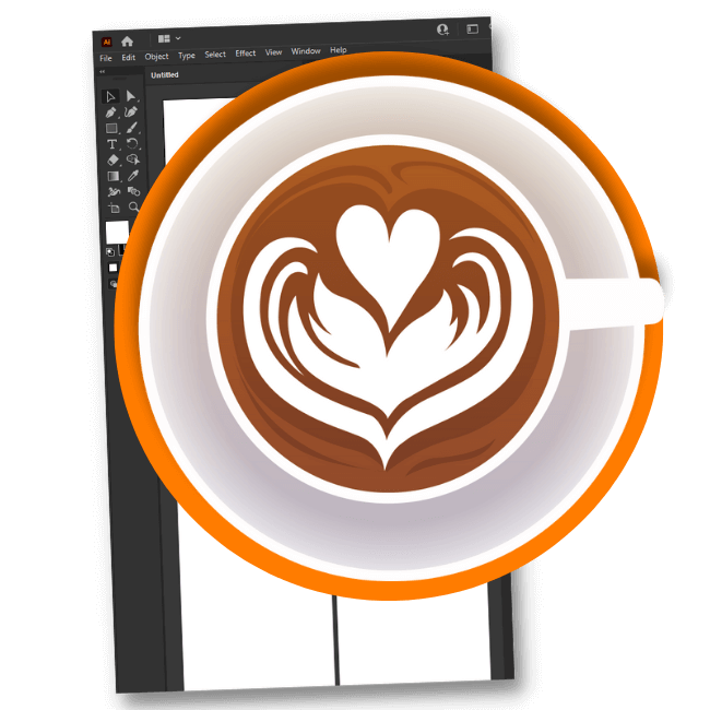 a mug with an outline in illustrator