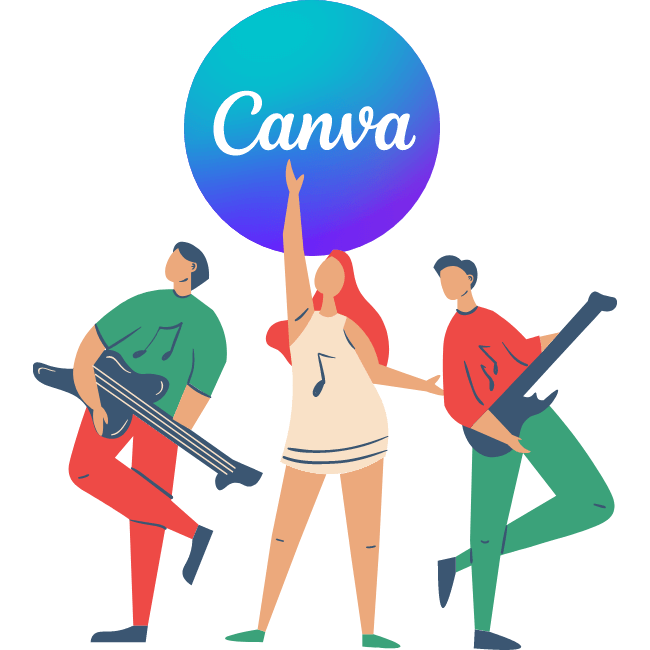 can you add music to canva video group of people playing instruments canva logo