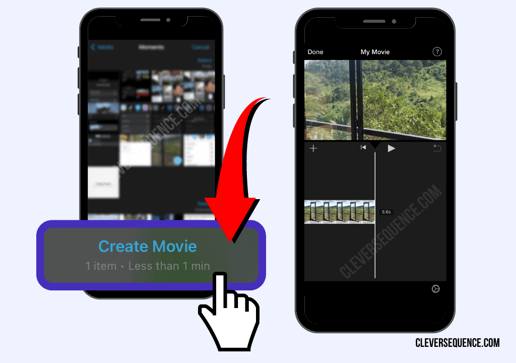 import a video and tap create movie how to convert mov to mp4 on iphone