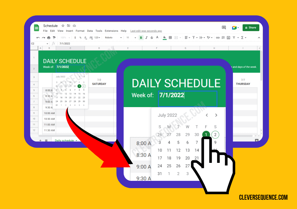 Change the Date How to Make a Weekly Schedule in Google Sheets