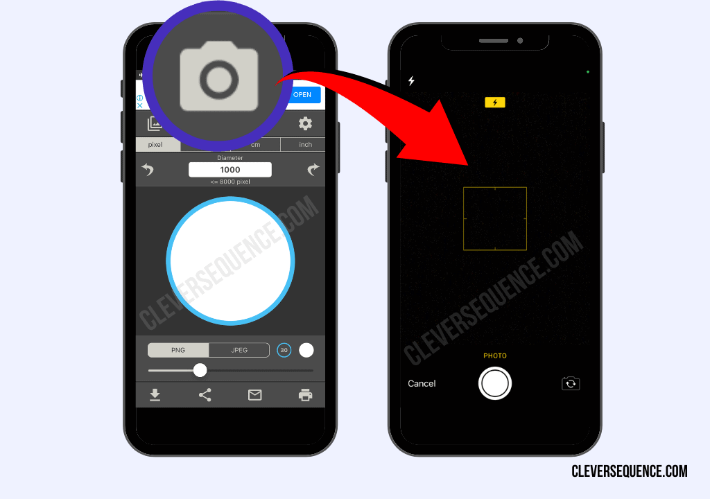 Choose the camera icon to take a new photo how to crop a picture into a circle on iphone