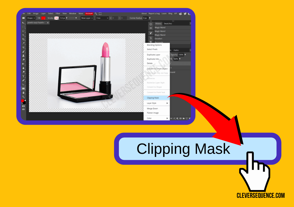 Click on the layer mask icon clipping mask