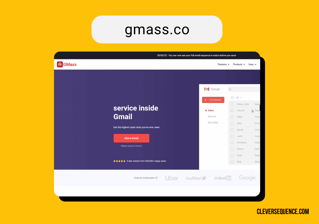 GMass homepage how to do a mail merge in gmail