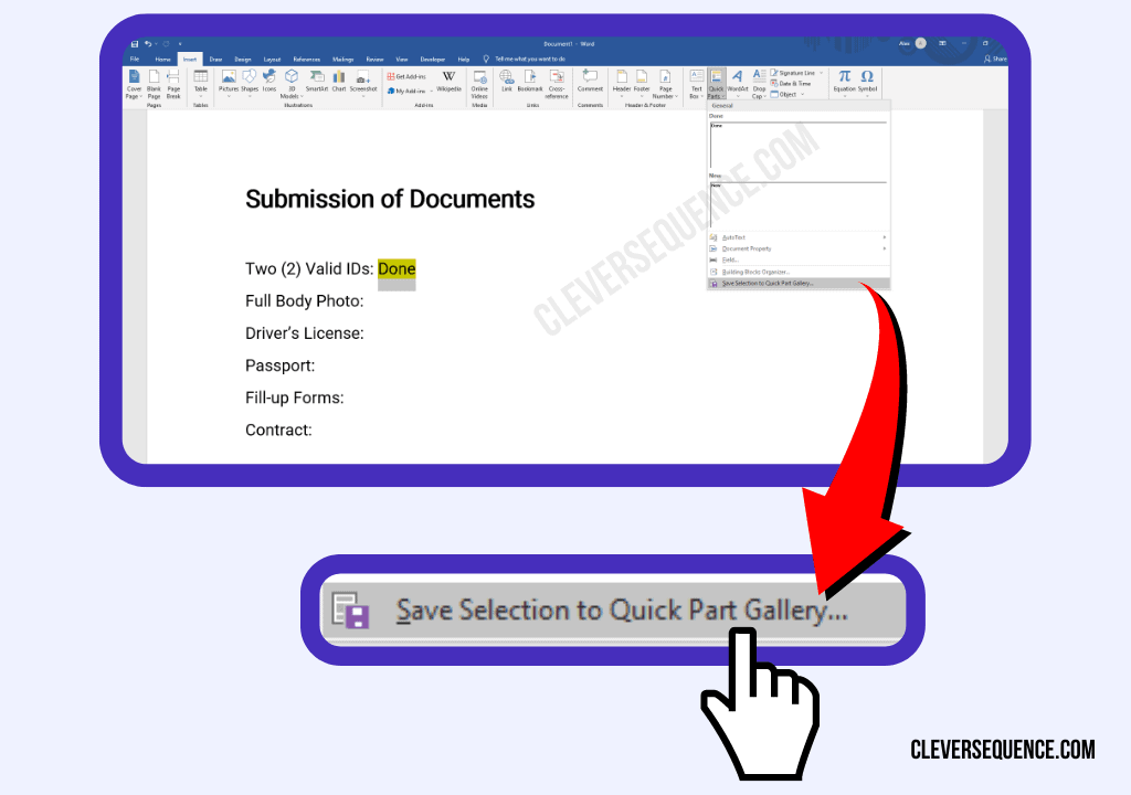 Save Your Selection how to make fill in the blanks in word