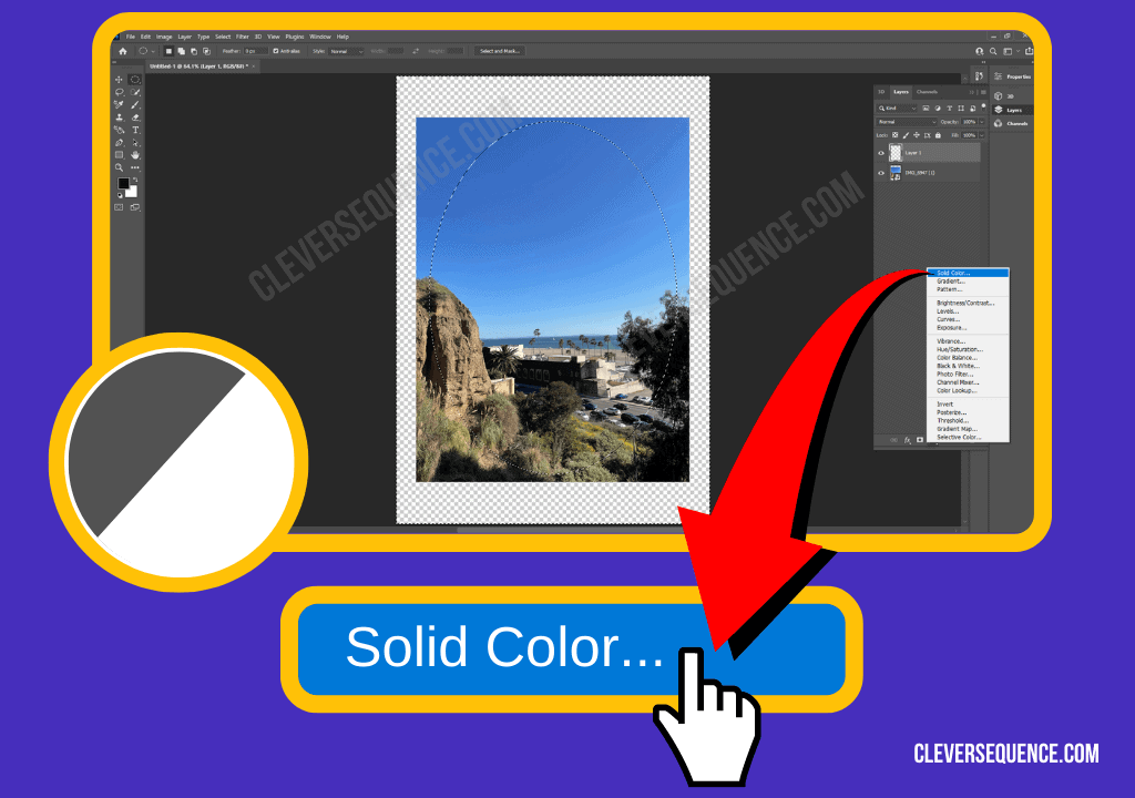 Select the Color of the Background click on solid color how to fade the edges of an image in photoshop
