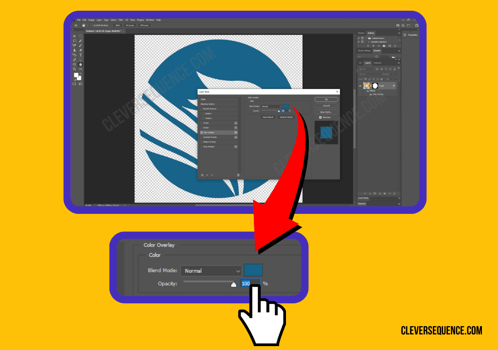 Set the Blending Mode how to change color of logo in photoshop
