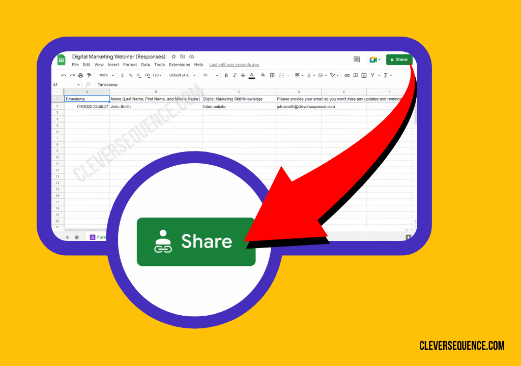 Then share the Google sheet with your recipients