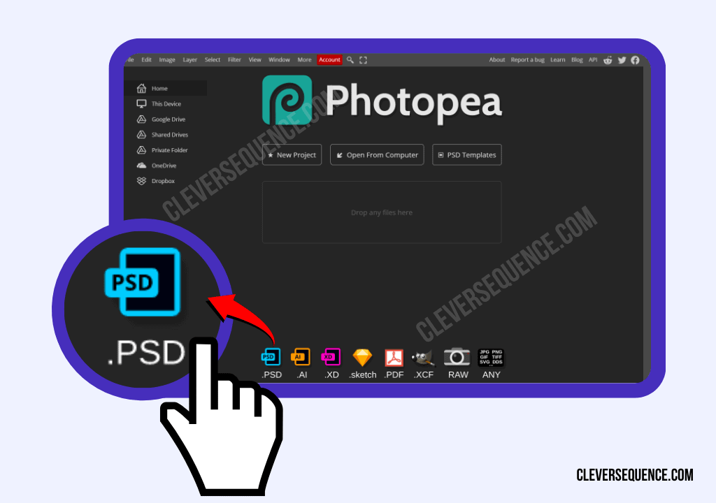 open photopea click on psd how to cut the background out of a picture