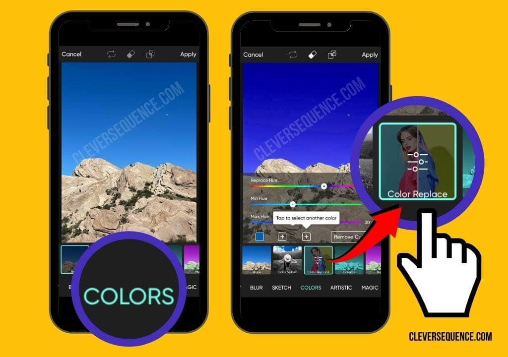 Choose Color Replace free app to change color of object in photo
