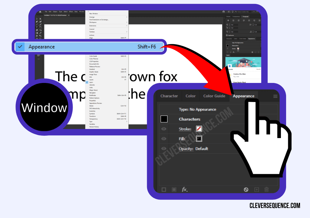 Click on Window at the top of the screen how to underline text in illustrator