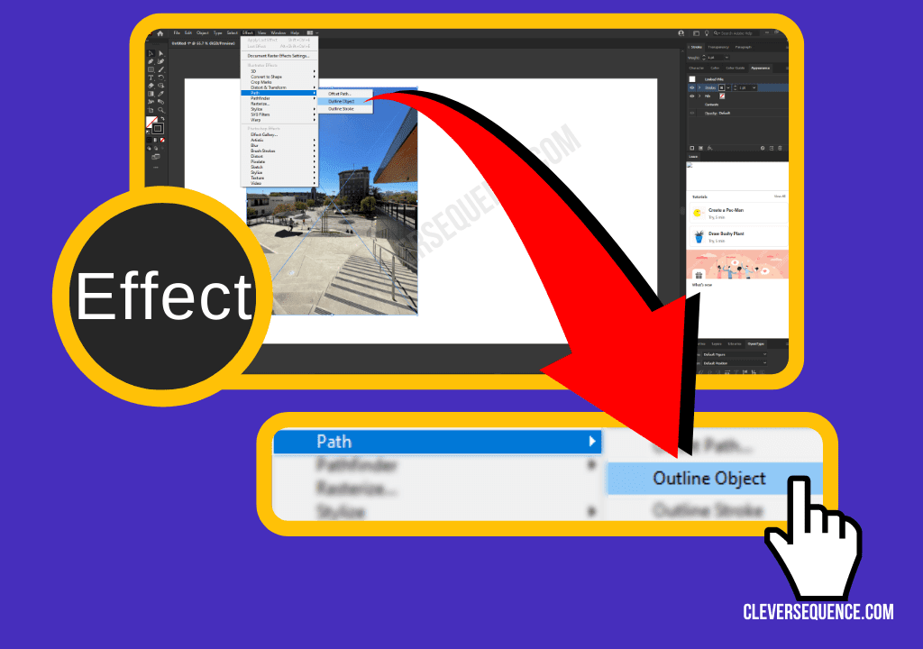 Click on the Effect menu at the top of the screen how to outline an image in illustrator