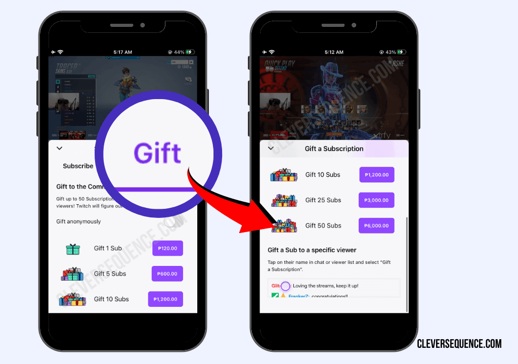 Click on the Gift tab how to twitch prime sub on mobile