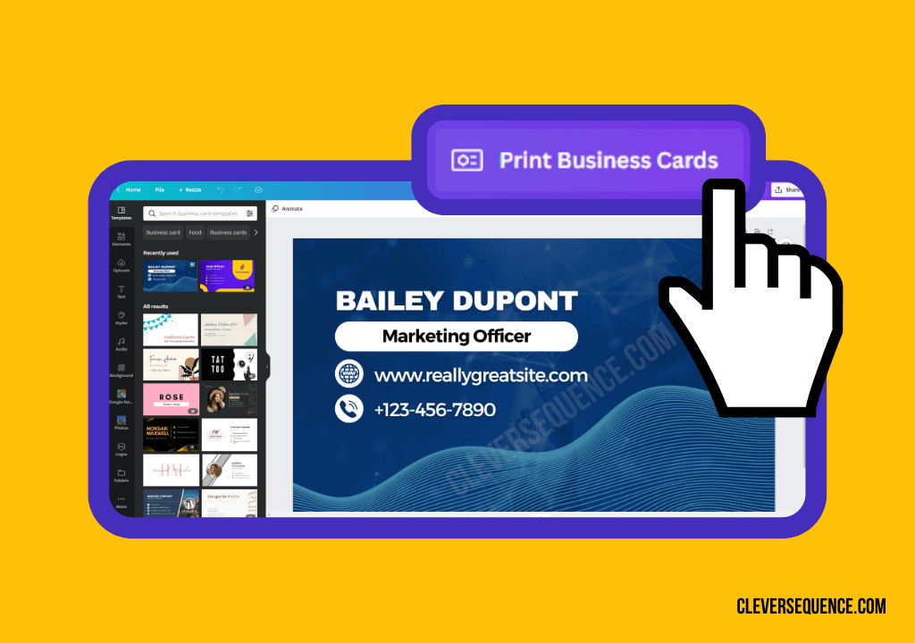 Find the design you want to print how to print business cards from canva