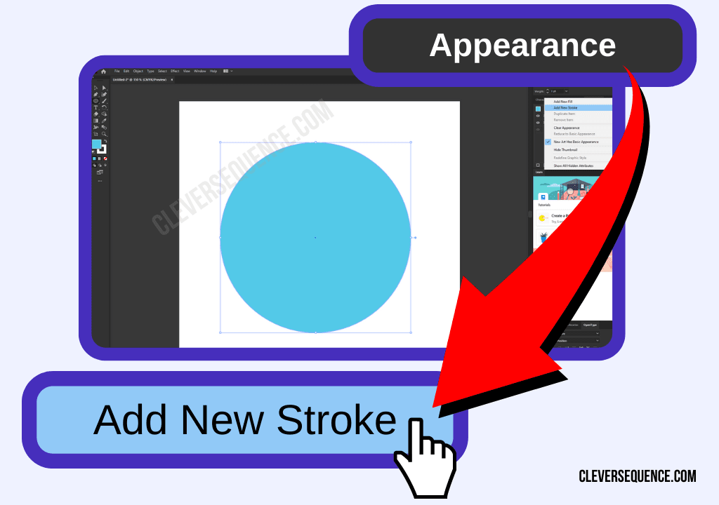 Look for the Appearance panel Press the Add Stroke icon
