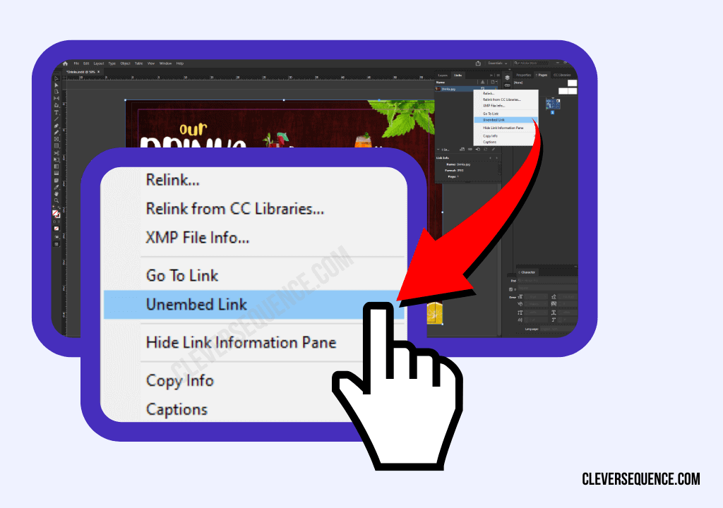 Unembed the Link how to insert a picture in indesign