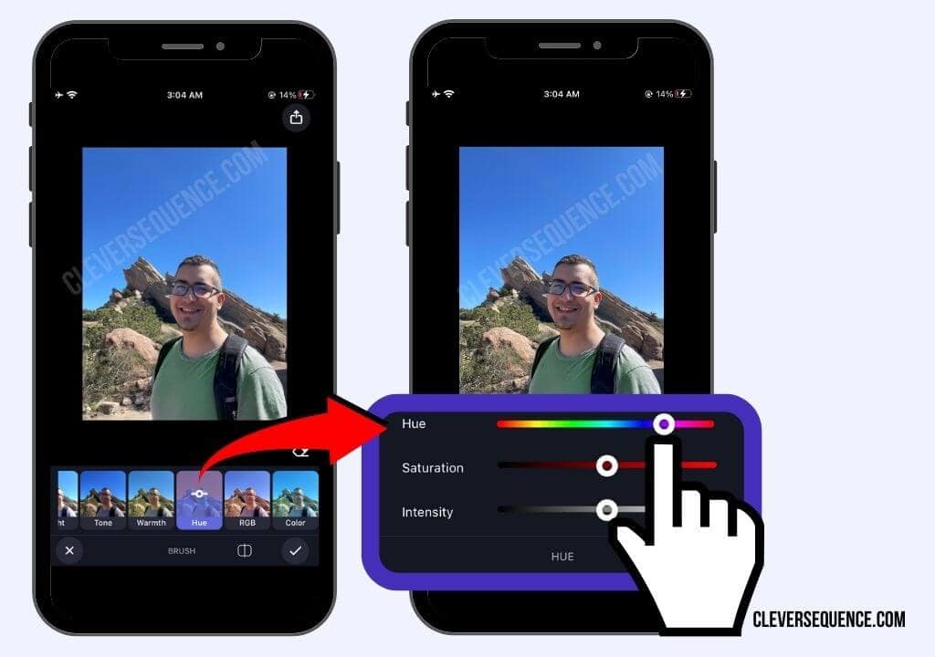 Use the slider under Hue to change the color app to change color of object in photo free