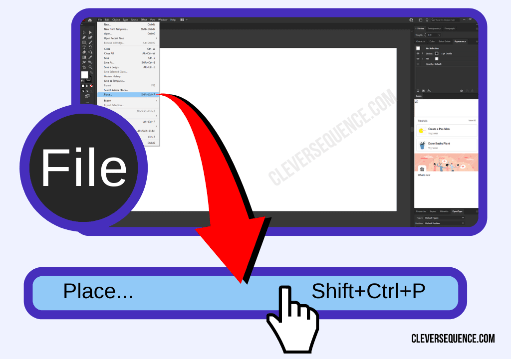 click on place shift control p how to outline an image in illustrator