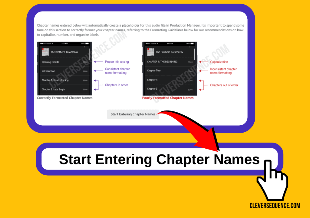 click on start entering chapter names how to make a book into an audiobook