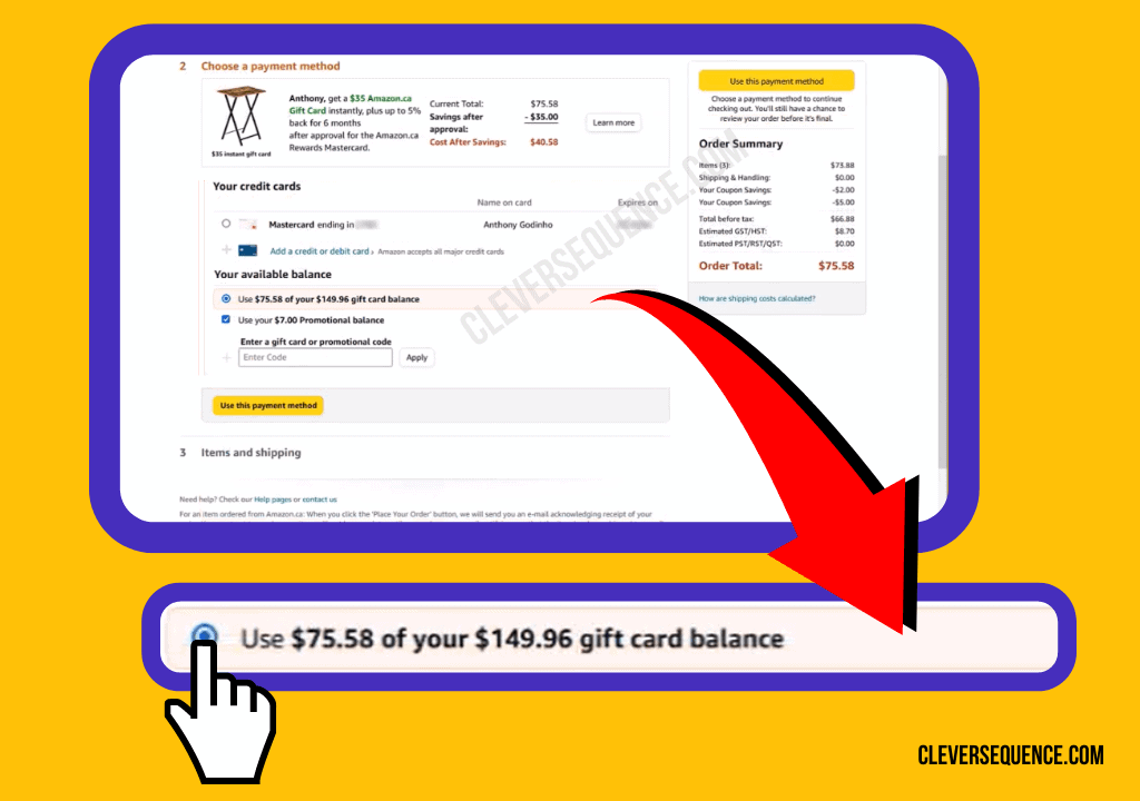 use gift card balance how to remove amazon gift card from account