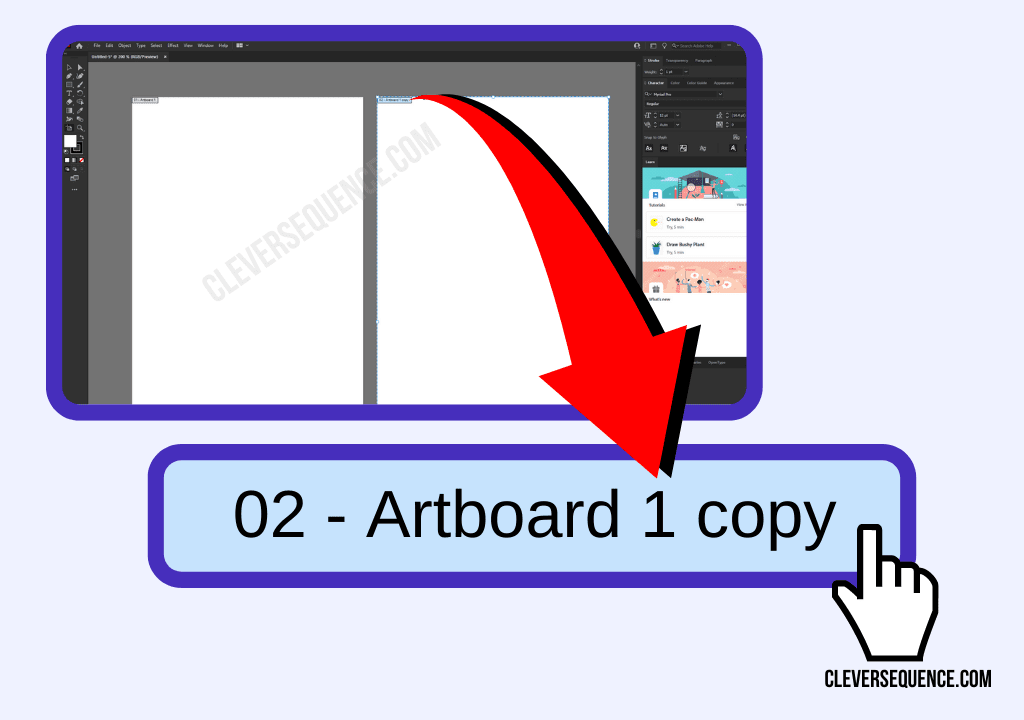 Find the Artboard panel on the right side of the Illustrator screen